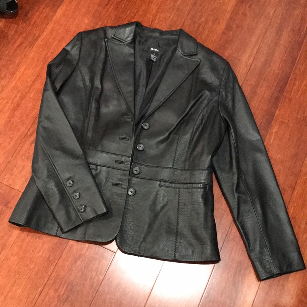 Wore once black leather jacket